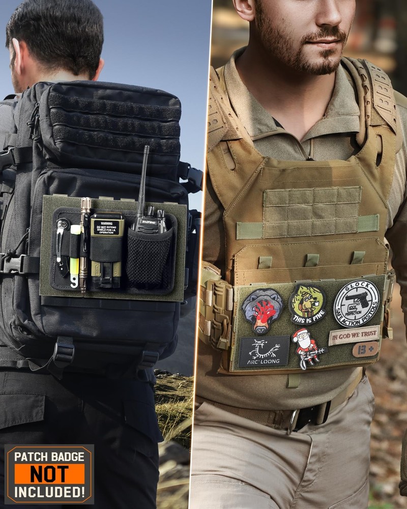 Molle Hook&Loop Panel, Mounting Placard Platform for Hook-Backing Pouch,Tacti...