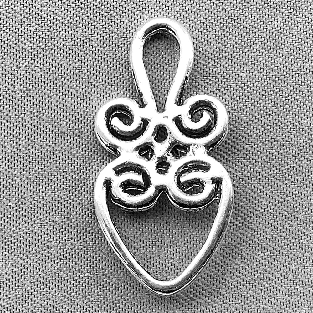 Scrollwork Heart Links 2 Loop Connectors 25x14mm Silver Plated Q10 Per Pkg