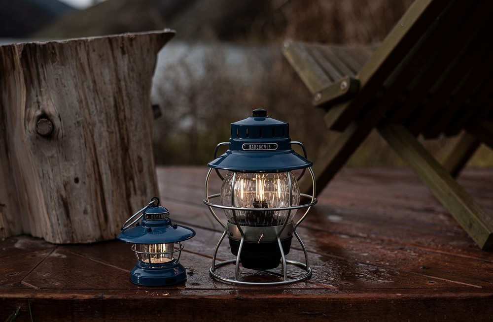 Barebones Edison Mini Lantern - Vintage Adjustable Camping Light (Ocean Blue)