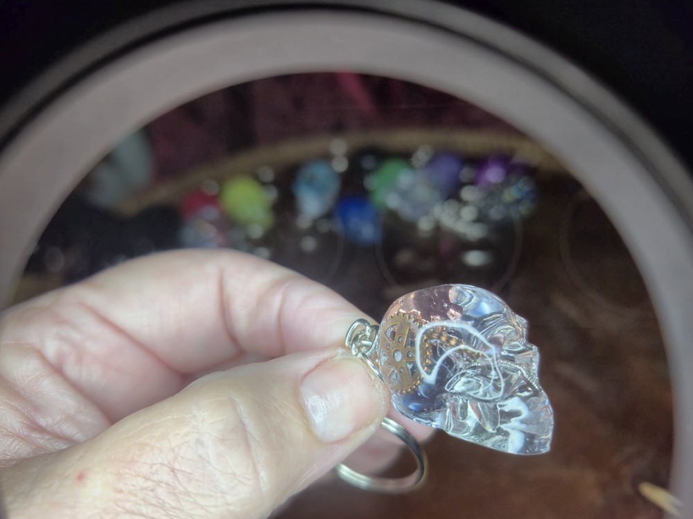 Resin Skull Keychains Brightly Colored , Comes in Multiple Designs