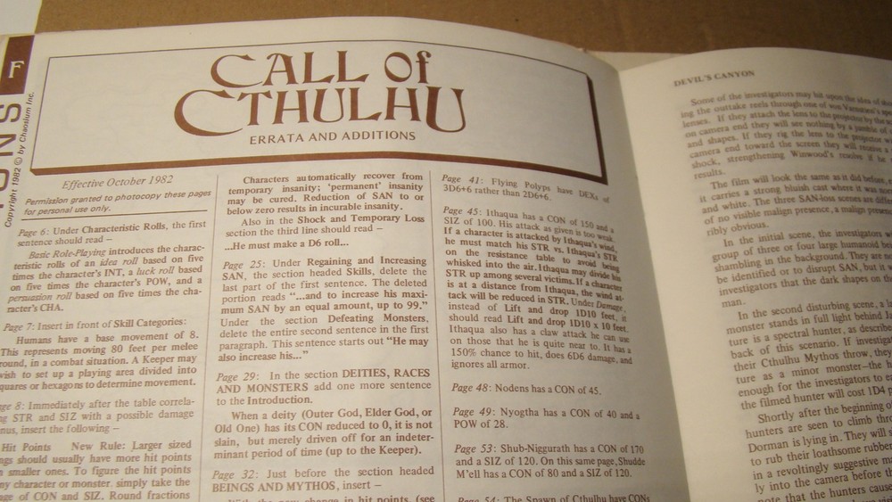 CALL OF CTHULHU - YOG-SOTHOTH *SOLID 1982 ORIGINAL* DUNGEONS DRAGONS - LOVECRAFT