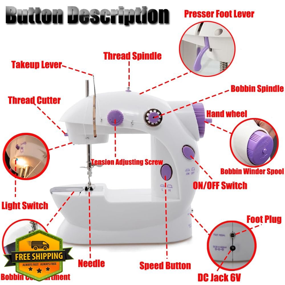 Kucehiup Mini Sewing Machine, Portable for Beginners, Craft Projects