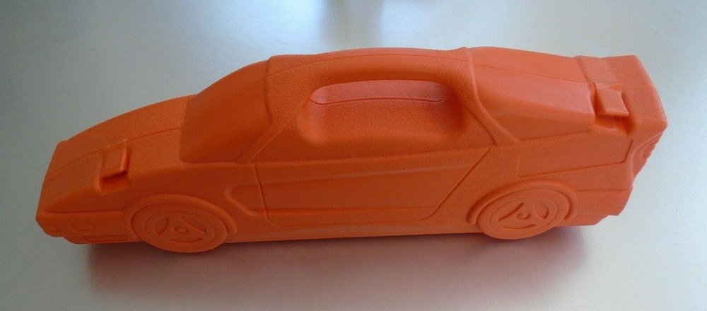 Vintage Orange Car Shaped Tool Box Includes Original Sockets