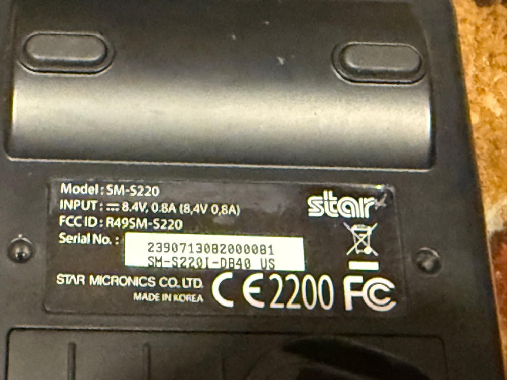 Star S220 Bluetooth Mobile Receipt Printer with Power Adapter - Android iphone