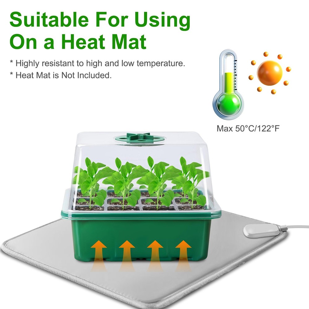 Seed Starter Tray with Grow Light & Humidity Dome, 5-Level Brightness