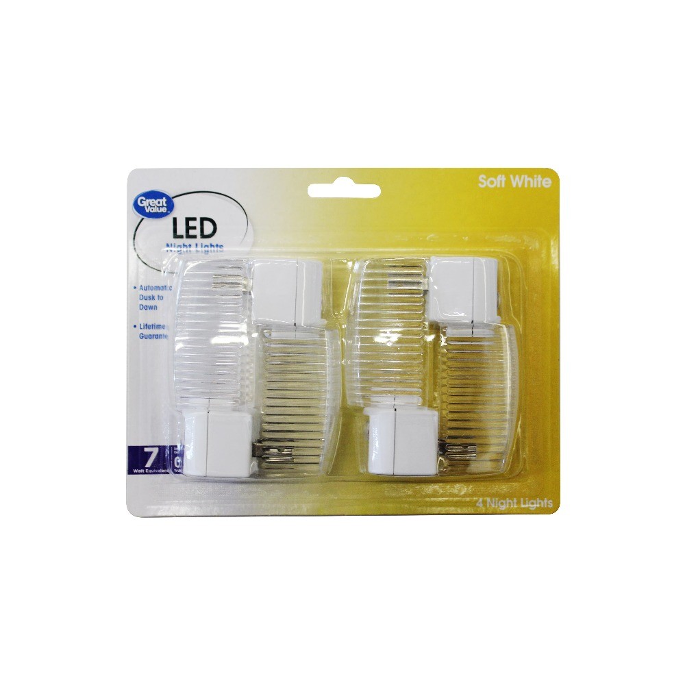 4-Pack LED Automatic Light-Sensing Night Light, Soft White, 3.55in by 1.8797