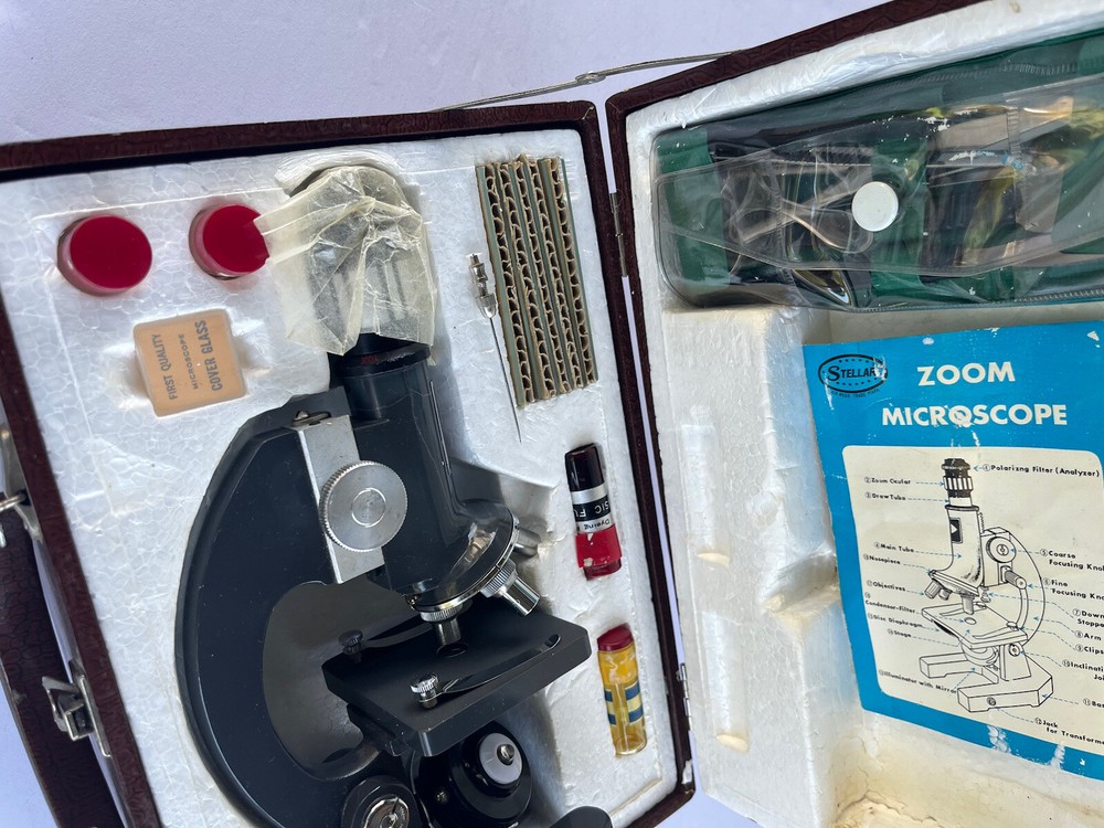 Stellar Zoom High Power Microscope Vintage In Case + Accessories