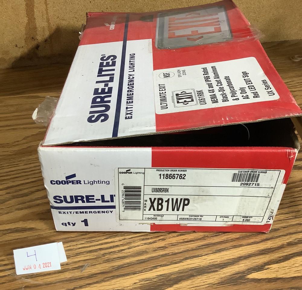 Cooper XB1WP/UX61RBK Exit/Emergency sign