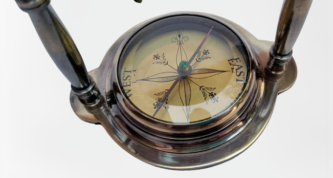 Maritime Compass Base Nautical Table Clock Ship’s Clock Antique Brass