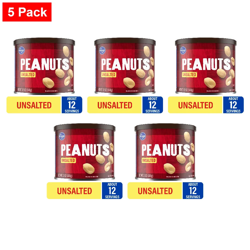 KG Unsalted Peanuts 12 oz - 5 Pack