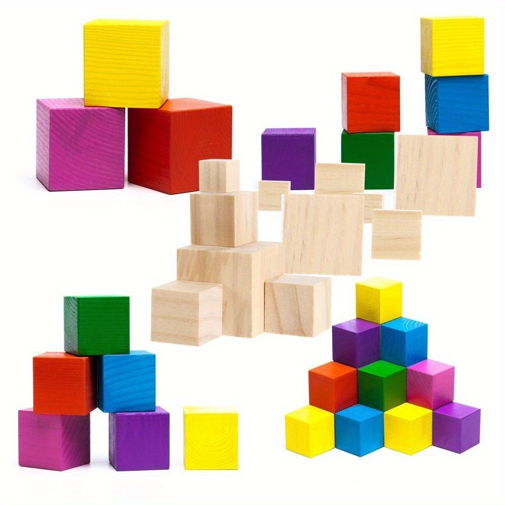 1set Solid Cube Wooden Block Building Blocks Early Educational Novelty