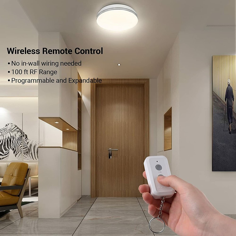DEWENWILS Wireless Remote Control Light Switch and Receiver Kit Programmable