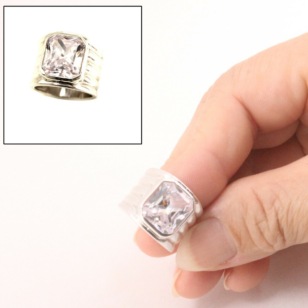 Solid Sterling Silver .925 Classic Cubic Zirconia Solitaire Ring TPJ