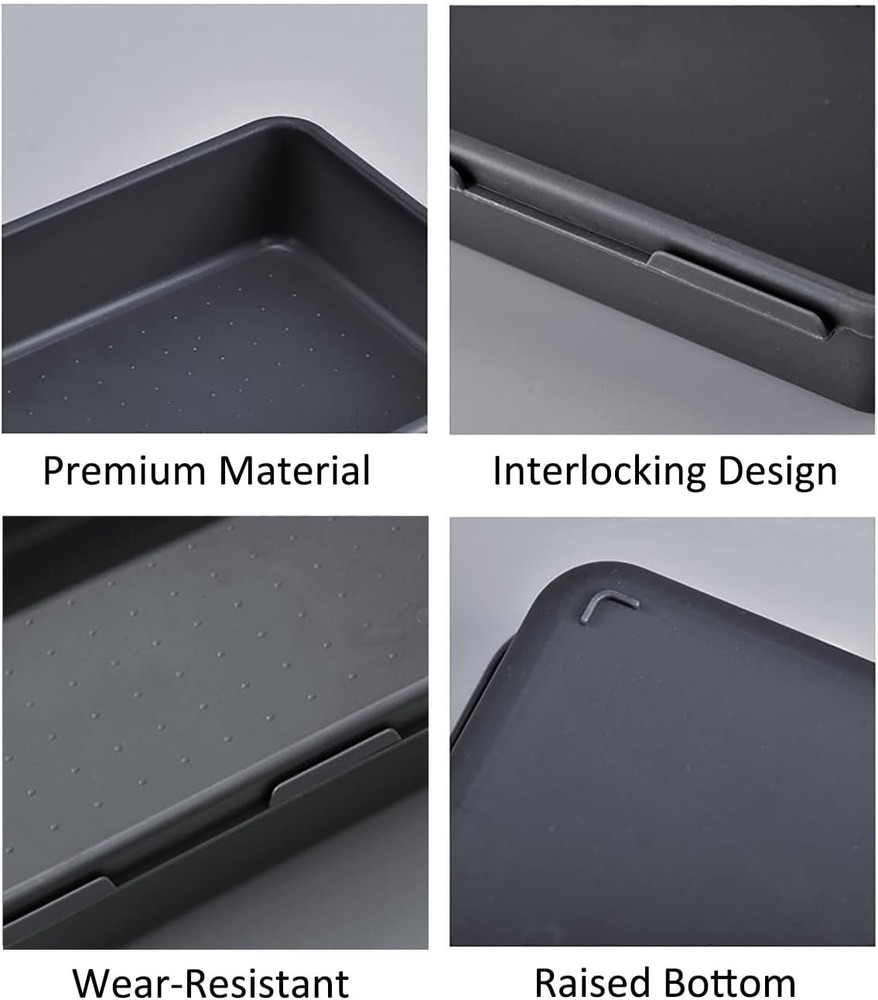 8PCS Plastic Interlocking Drawer Organizer 3 Sizes Versatile Desk Drawer