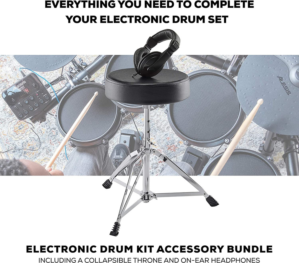 Drum Essentials Bundle - Complete Electric Drum Set Accessory Pack Including a D