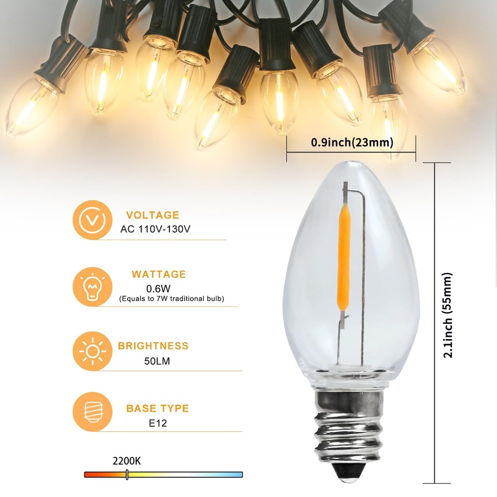 8 Pack LED Night Light Bulbs, C7 Shatterproof Replacement Led Light Bulb for ...