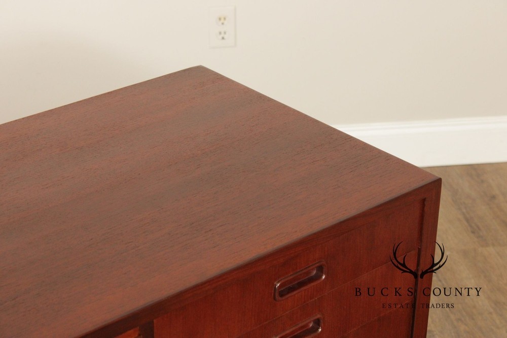 Mid-Century Danish Style Teak Credenza Sideboard With Inset Pulls