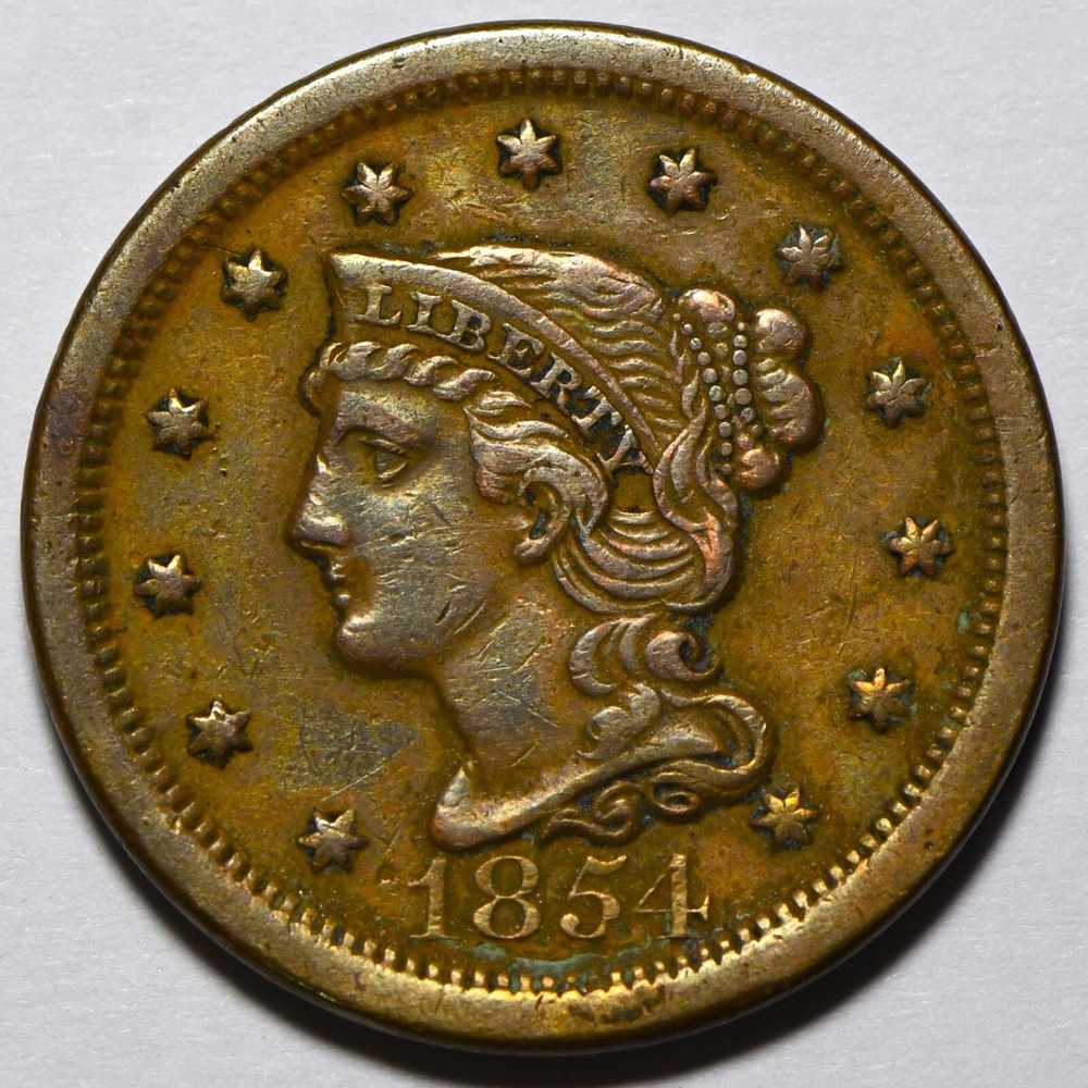 1854 braided hair large cent
