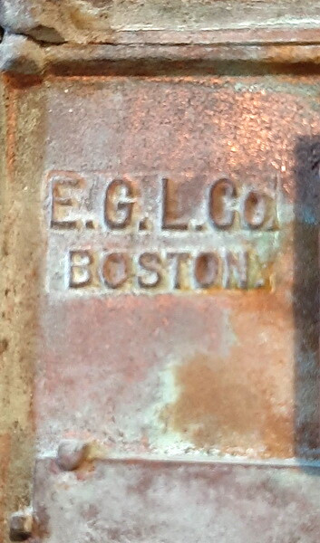 Antique Residential Locking Front Retrieval Copper Mail Box Front, E. G. L. Co.