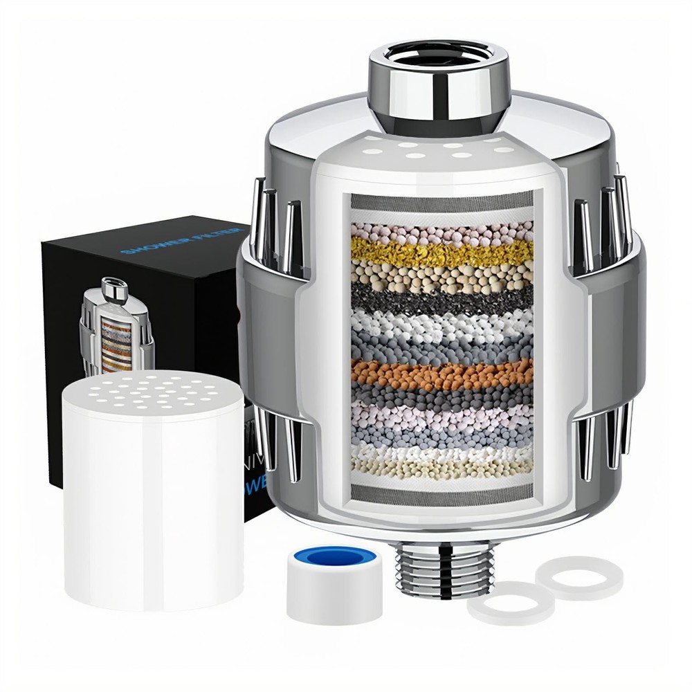 ZGMEH 20 Stage Shower Head Filter - 1 Cartridges,Hard Water Filter,99% Chrome