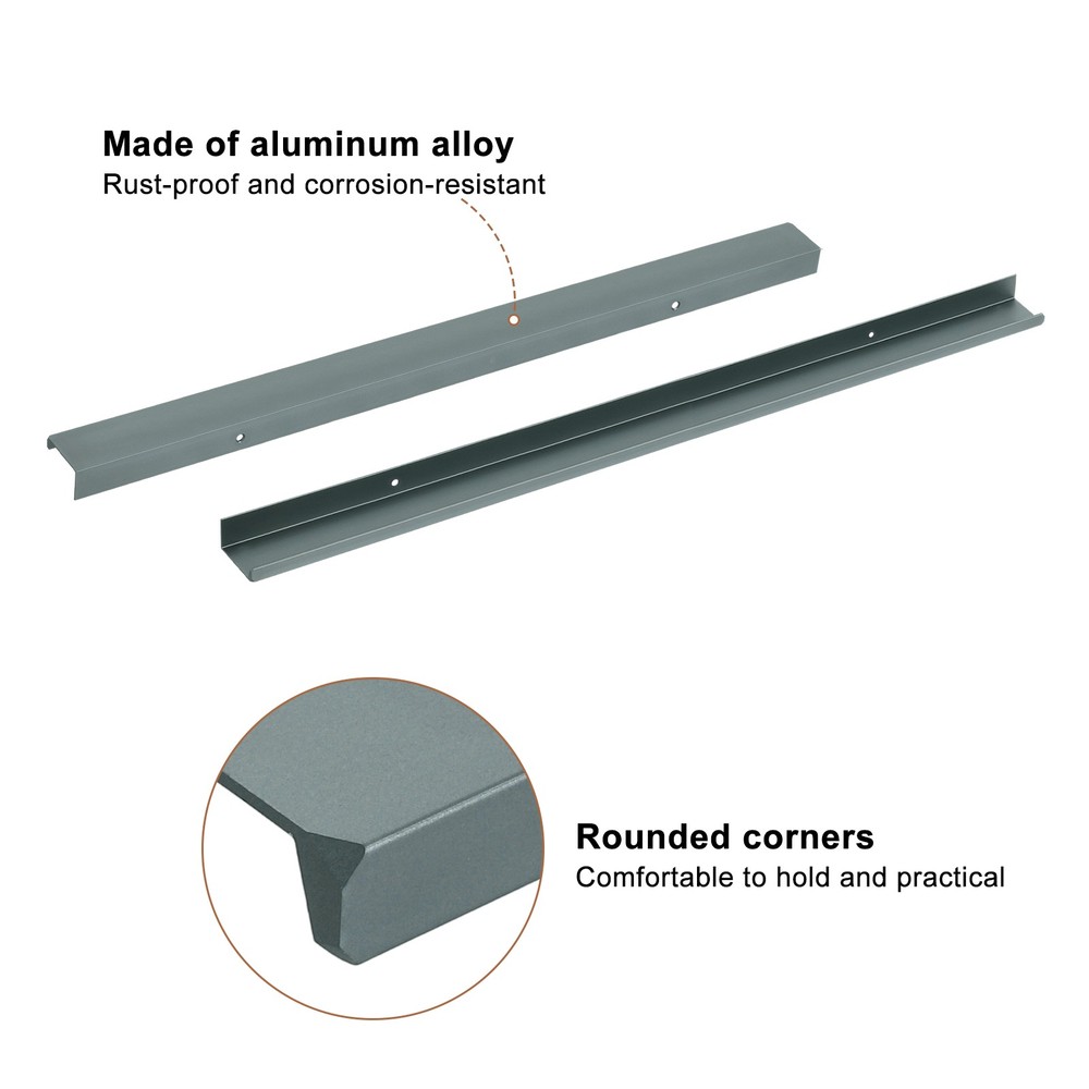 Cabinet Edge Finger Pull, 2pcs 500mm / 19.69" Hidden Cabinet Pulls, Gray