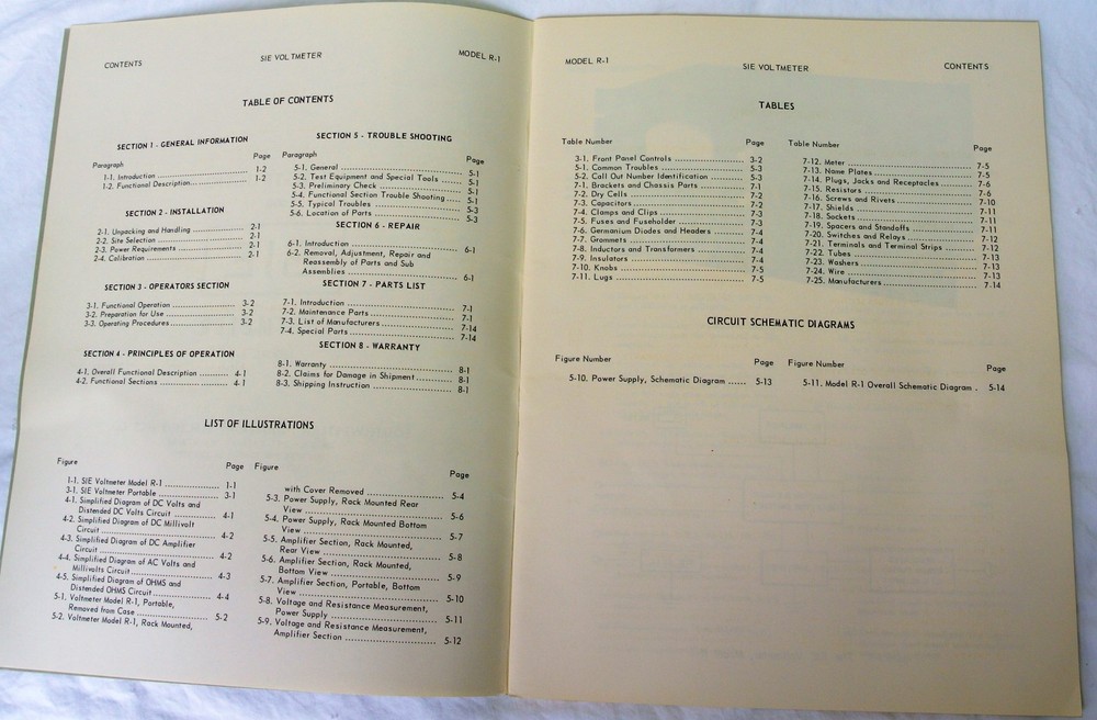 SIE R-1 Voltmeter Basic Instuction Manual Vintage