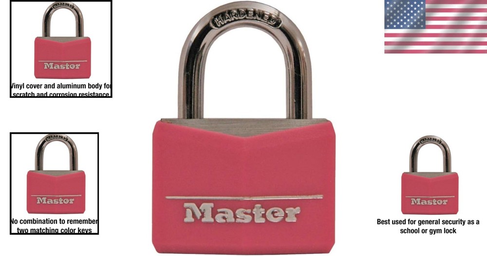 Compact Pink Keyed Padlock for Gym & School Lockers - Enhanced Security Features