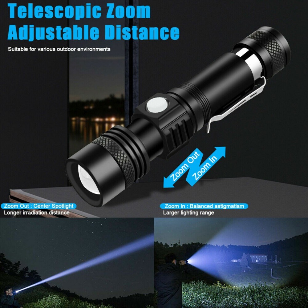 2PACK 99000000 LM Super Bright LED Tactical Flashlight Rechargeable Work Light