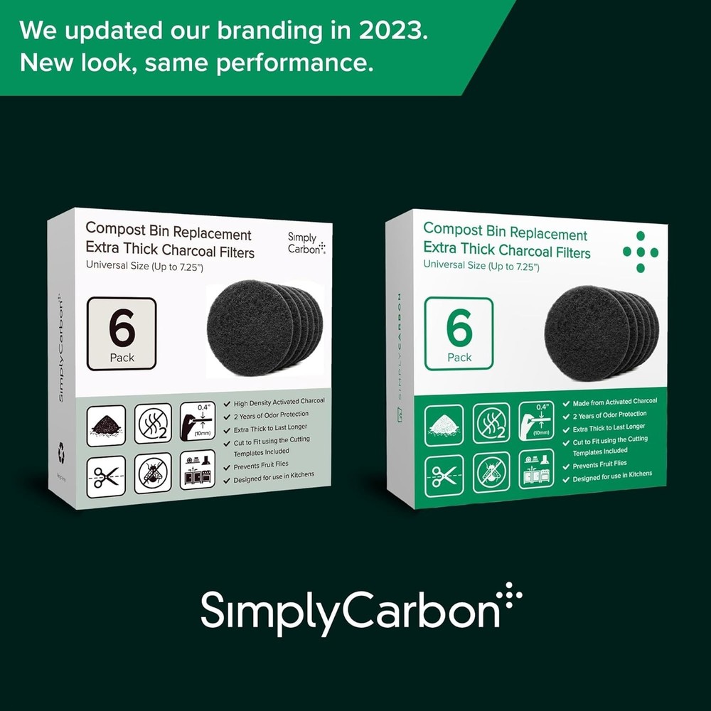 Compost Bin Filters 6 Pack Extra Thick Activated Charcoal Universal Size