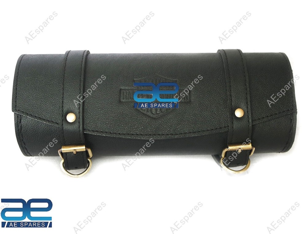 Pure Leather Tool Roll Bag Black For Harley Davidson Motorcycle ECs