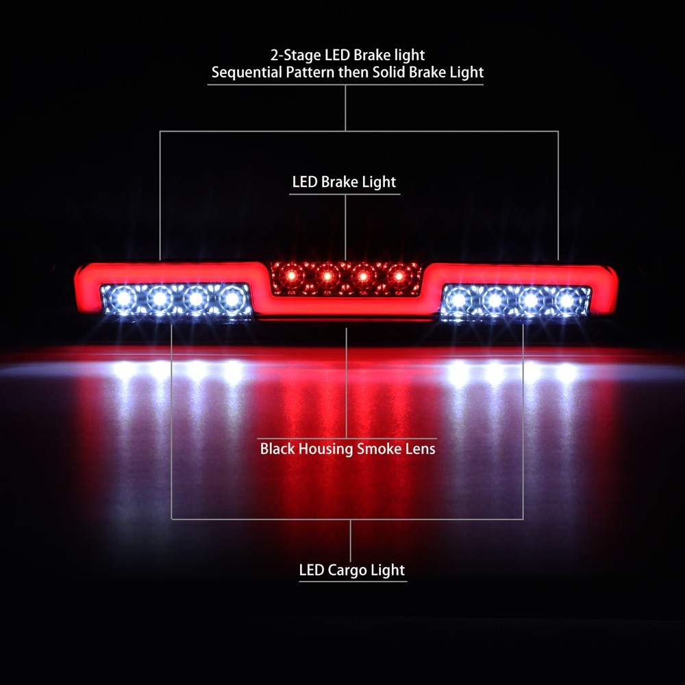 NUVISION SEQUENTIAL LED SMOKE REAR 3RD THIRD BRAKE LIGHT FOR 2007-2014 SILVERADO