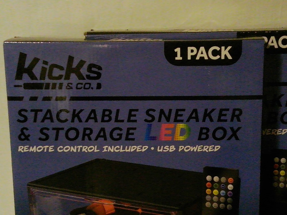Two (2) Kicks & Co Stackable Sneaker & Storage LED Display Box