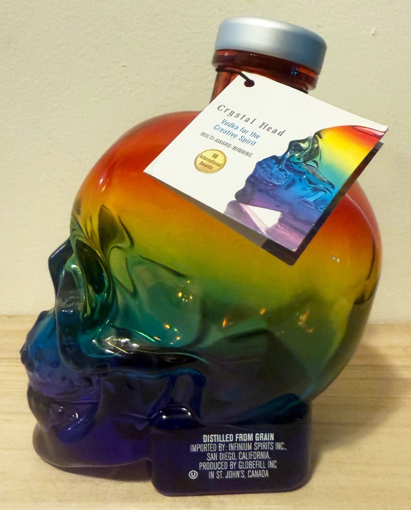 💀 Crystal Head Vodka 💀 skull 💀 Limited Edition Pride 💀 Empty Bottle & Tag