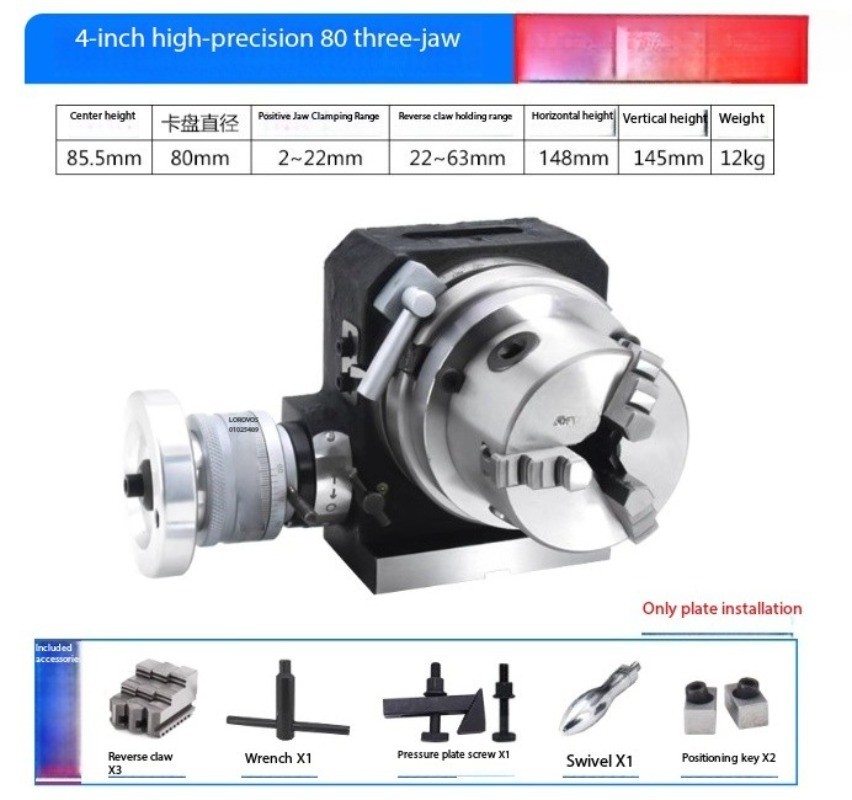 MillingMachine Indexing Head Work Table Three Jaw Chuck Universal Indexing Plate