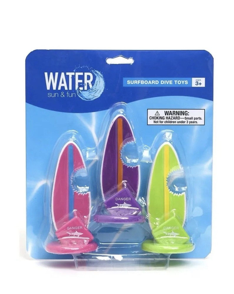 Water Sun & Fun Surfboard Dive Toys Shark Bite 3 Piece Set
