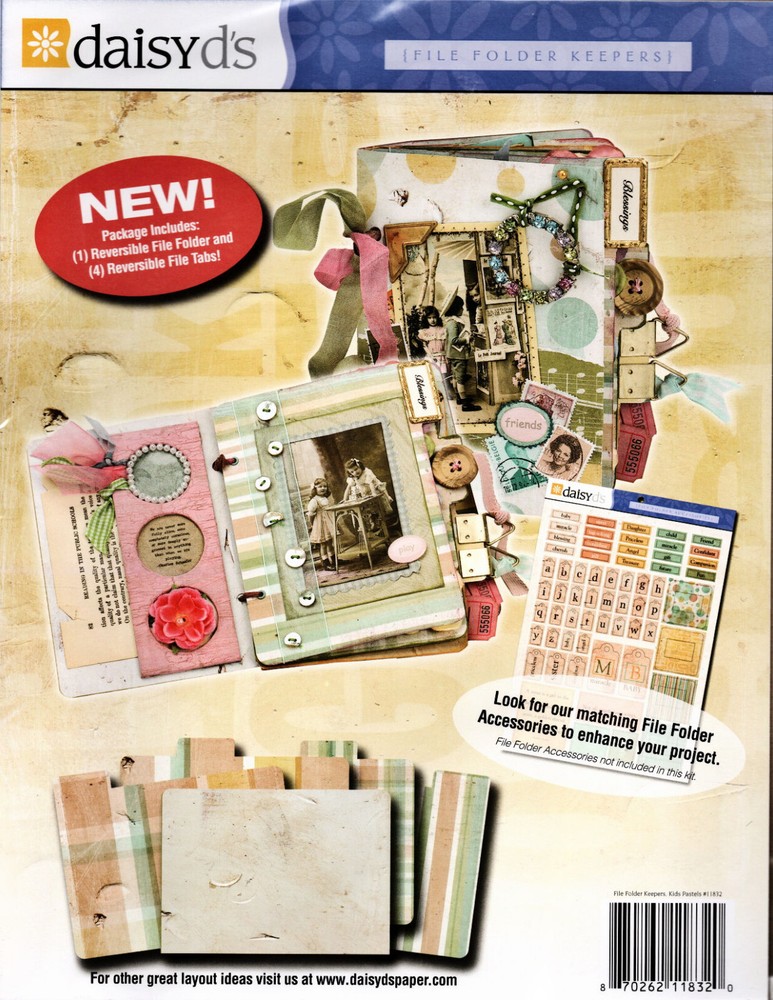 DaisyD's KID'S PASTELS FILE FOLDER KEEPER KIT scrapbooking FOLDER + 4 PGS w/TABS