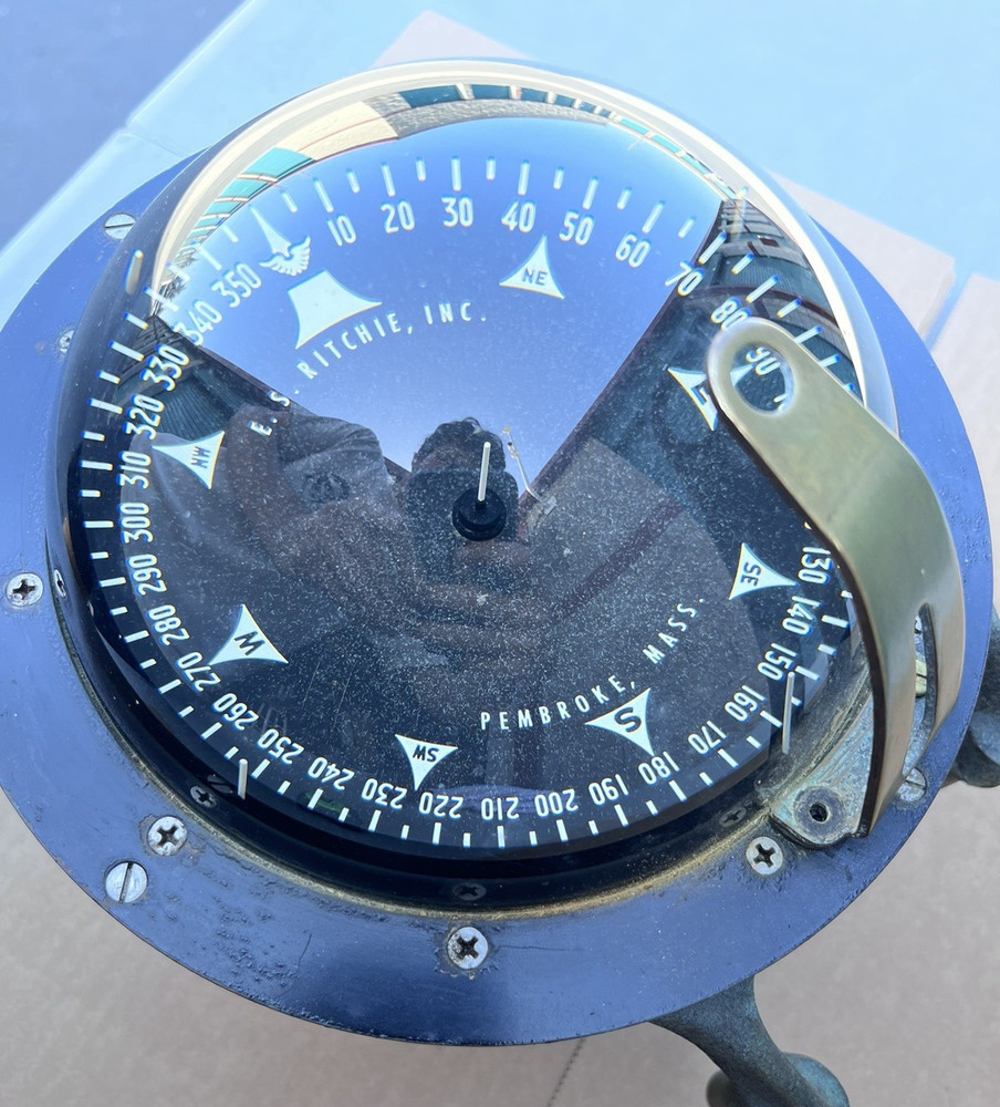 Vintage E.S. Ritchie Naval Nautical Ship Maritime Compass Edward Samuel ES