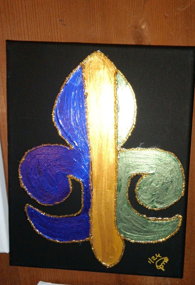 Handmade Handpainted Fleur-de-lis Eiffel Tower Bow Canvas Art, Various Colors