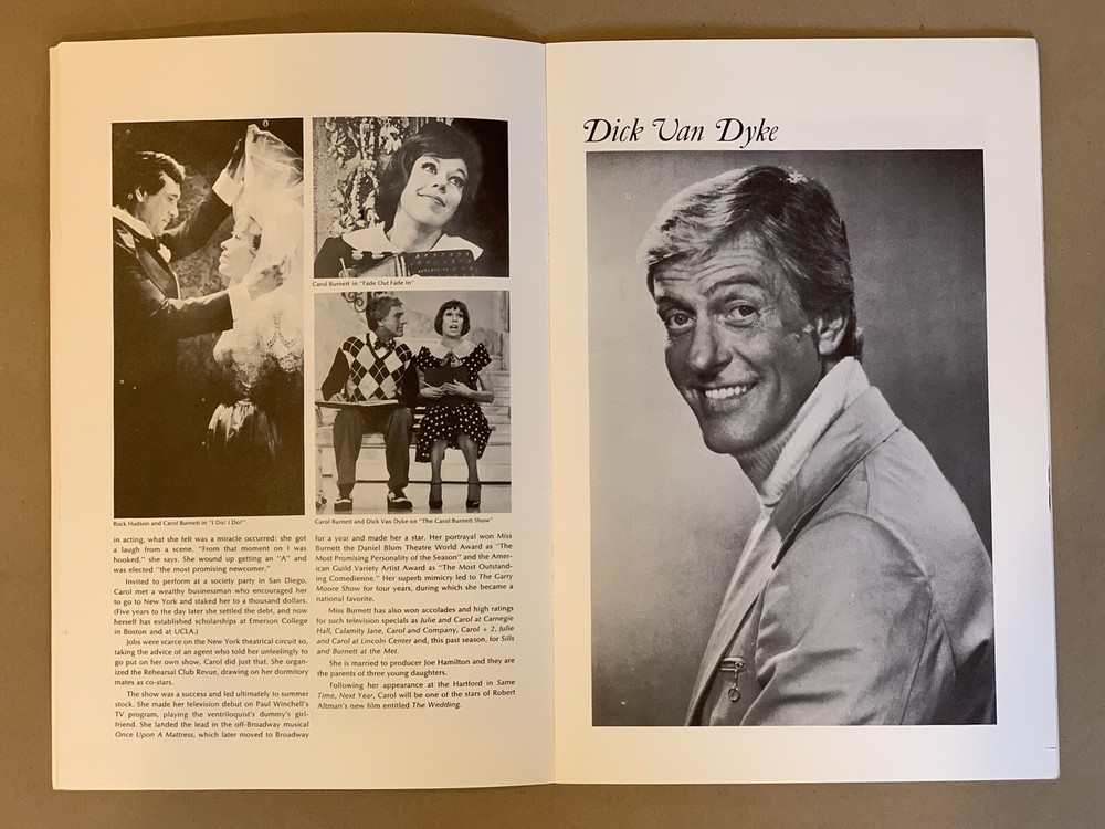 “Carol Burnett & Dick Van Dyke “SAME TIME NEXT YEAR" 1977 Souvenir Program