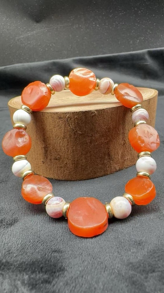 Authentic Ancient Traditional Carnelian Agate Old Beads Bracelet