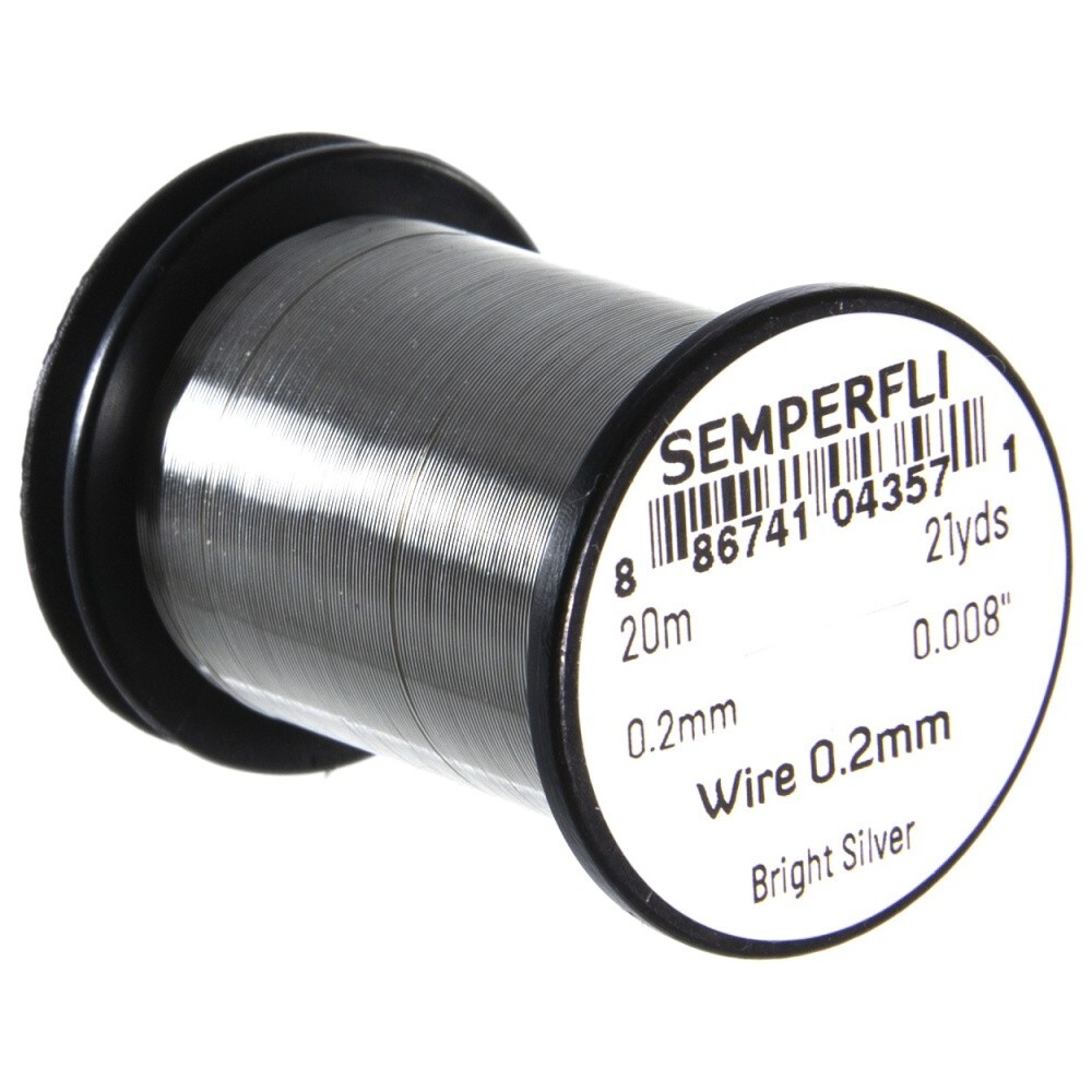 Semperfli Wire 0.2mm Bright Silver - Fly Tying Materials