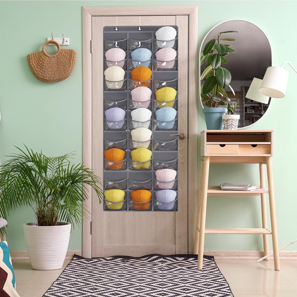 Fixwal Hat Organizer Racks for Baseball Caps, 27 Pocket Light Grey