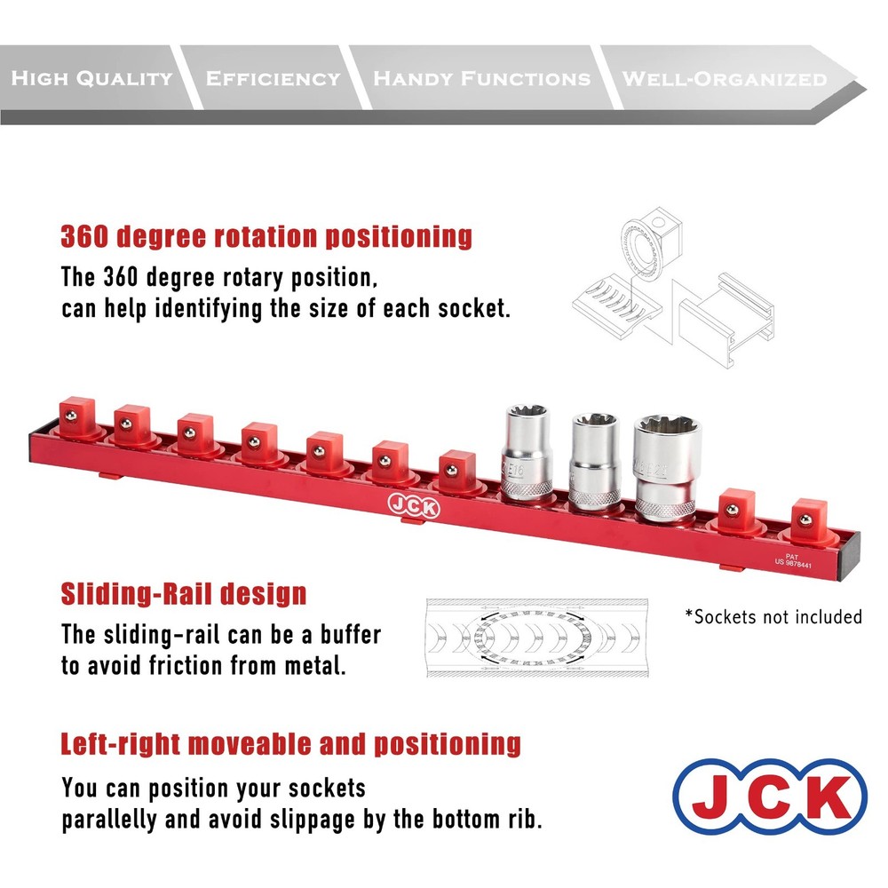 JCK Professional Quality Aluminum 1/2" Socket Organizer