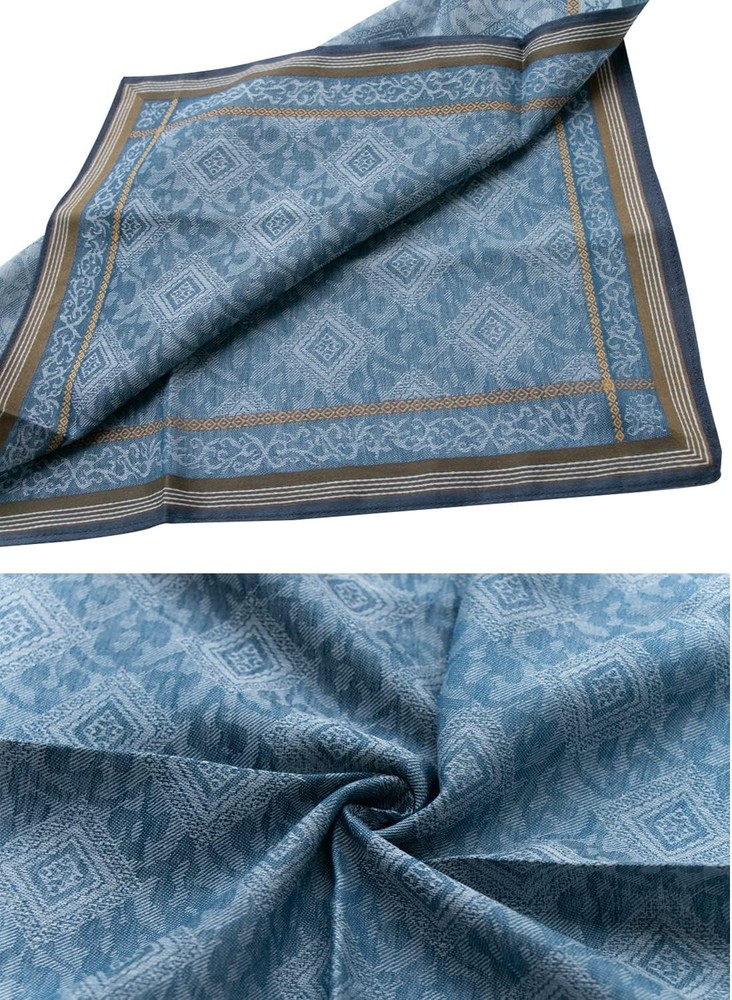 Mens Soft Cotton Handkerchiefs Old-fashioned Jacquard Pattern 6 PCS, White