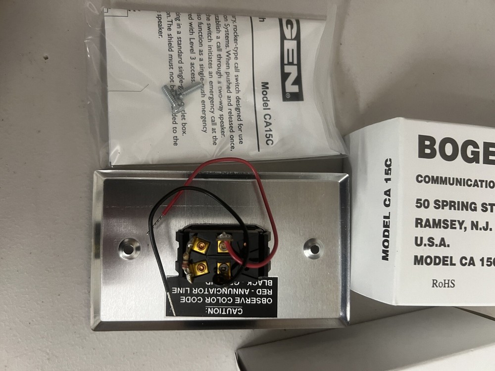 BOGEN CA-15C IN WALL PUSH CALL BUTTON TALK EMERGENCY SWITCH (50+ AVAL)