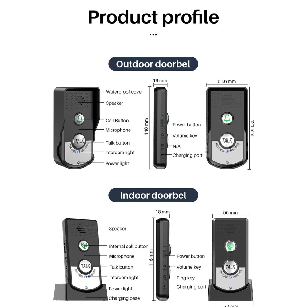 Intercoms Wireless for Home 1500 Meters 2 Charging Methods Wireless Intercom ...
