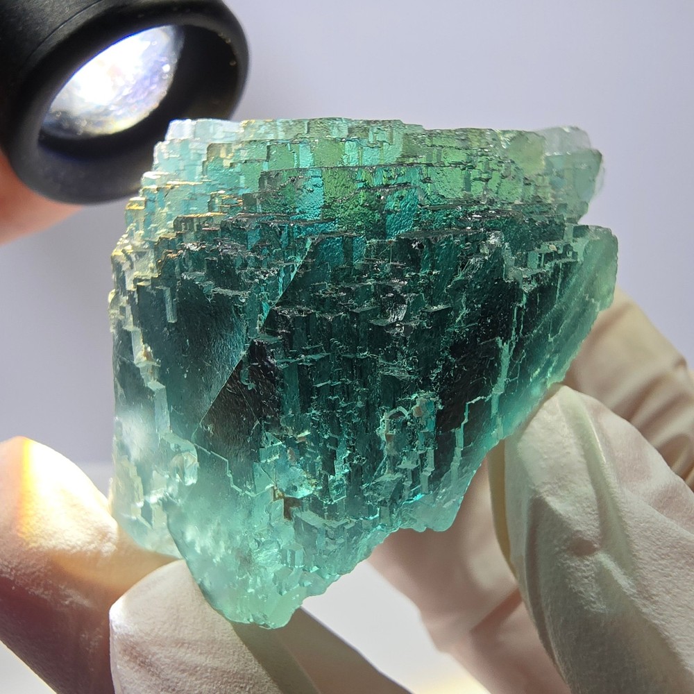 Clear Phantom Fluorite Cube Specimen, parquetted green Okorusu, Namibia