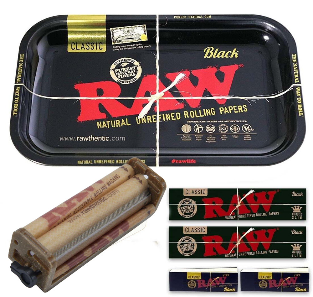 RAW ROLLING BUNDLE ROLLING TRAY KING SIZE CLASSIC PAPERS TIPS MACHINE 6PCS