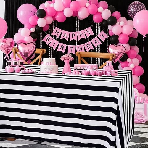 Waterproof Black and White Tablecloth 57" x 120" (Rectangular) Black&white