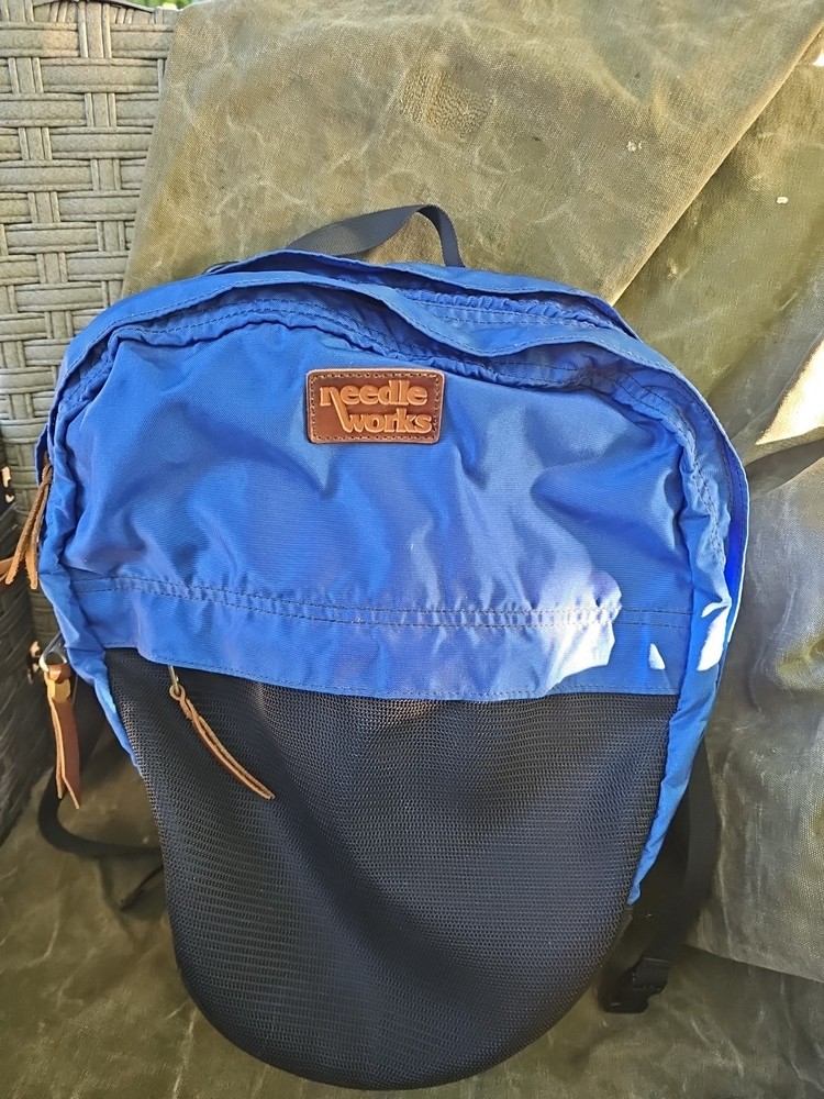 Needlework Backpack For Crafters Storage Canvas Many Pockets Blue